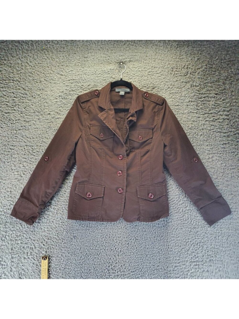 Josephine Chaus Jacket Womens Size 10 Brown Tailored Button Front Long Sleeve